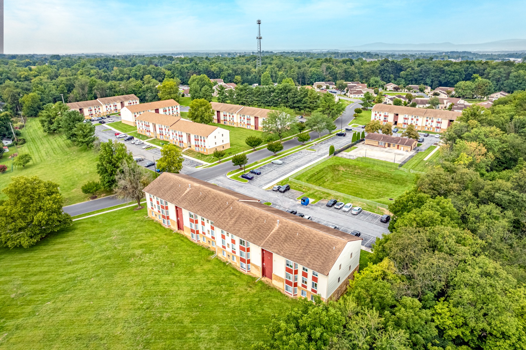 Aerial view of Hyde Park Apartments in Hagerstown, Maryland