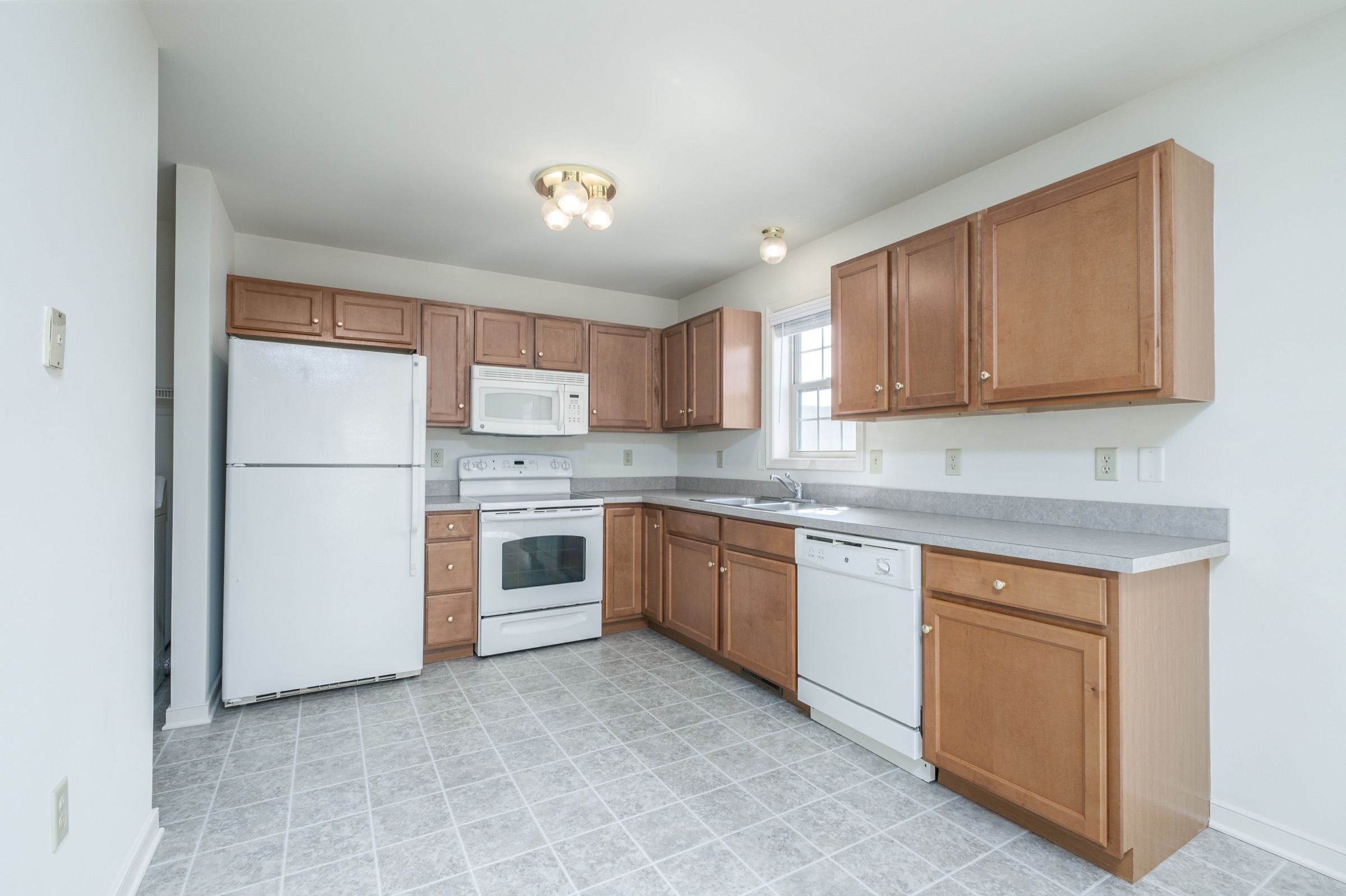 Bright kitchen inside a townhouse at The Landings at Eagle Heights